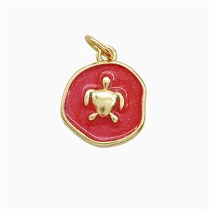 Copper Tortoise Pendant Red Painted Gold Plated, approx 13mm [FN52654]