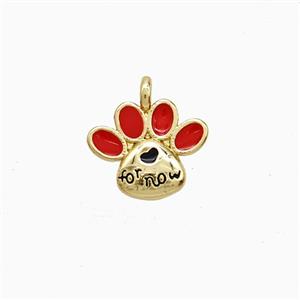 Copper Paws Pendant Red Enamel Gold Plated, approx 11mm [FN52697]