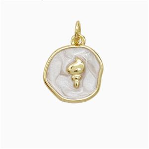 Copper Conch Shell Pendant White Painted Gold Plated, approx 12mm [FN52716]
