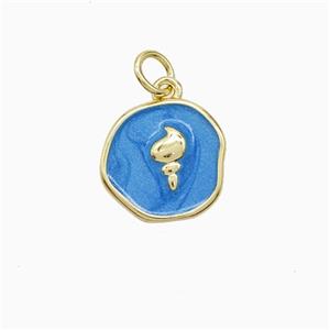 Copper Conch Shell Pendant Blue Painted Gold Plated, approx 12mm [FN52717]