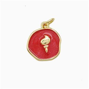 Copper Conch Shell Pendant Red Painted Gold Plated, approx 12mm [FN52718]