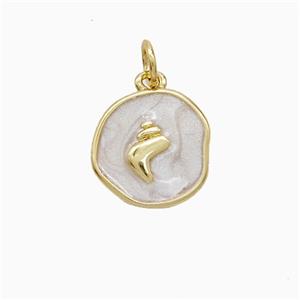 Copper Conch Shell Pendant White Painted Gold Plated, approx 12mm [FN52719]