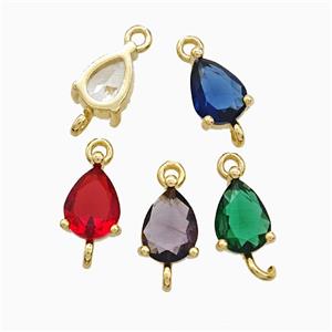 Crystal Glass Teardrop Connector Copper Gold Plated Mixed, approx 6-10mm [FN52763]
