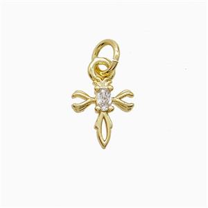 Copper Cross Pendant Pave Zirconia Gold Plated, approx 8-10mm [FN52766]