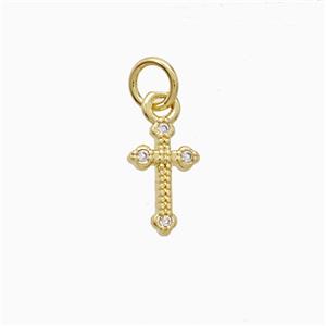 Copper Cross Pendant Pave Zirconia Gold Plated, approx 6-10mm [FN52774]