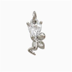 Copper Fairy Pendant Pave Zirconia Platinum Plated, approx 6-12mm [FN52775]