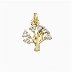 Copper Tree Pendant Pave Zirconia Gold Plated, approx 11-12mm [FN52780]