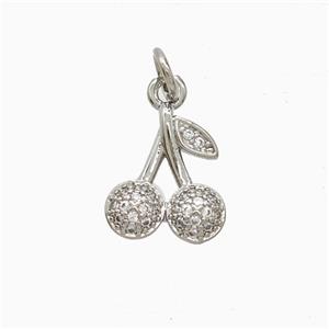 Copper Cherry Pendant Pave Zirconia Platinum Plated, approx 10-13mm [FN52781]