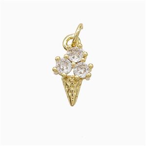 Copper Ice Cream Pendant Pave Zirconia Gold Plated, approx 8-11mm [FN52784]