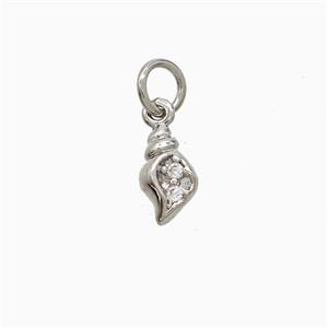 Copper Conch Shell Pendant Pave Zirconia Platinum Plated, approx 5-8mm [FN52789]