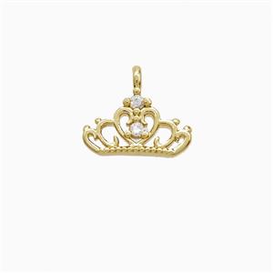 Copper Crown Pendant Pave Zirconia Gold Plated, approx 10-11mm [FN52798]