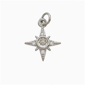 Copper Northstar Pendant Pave Zirconia Platinum Plated, approx 13mm [FN52799]