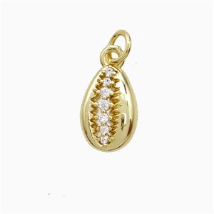 Copper Conch Shell Pendant Pave Zirconia Gold Plated, approx 8-12mm [FN52820]