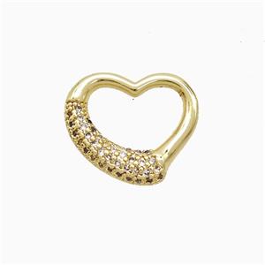 Copper Heart Pendant Pave Zirconia Gold Plated, approx 12.5-15mm [FN52824]