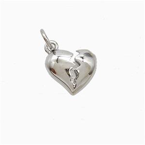 Broken Heart Charms Copper Pendant Platinum Plated, approx 9.5-11mm [FN52827]