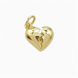 Broken Heart Charms Copper Pendant Gold Plated, approx 9.5-11mm [FN52828]