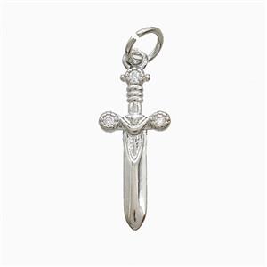 Copper Ankh Sword Pendant Pave Zirconia Platinum Plated, approx 7-17mm [FN52836]