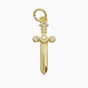 Copper Ankh Sword Pendant Pave Zirconia Gold Plated, approx 7-17mm [FN52837]