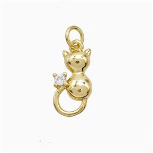 Copper Cat Pendant Pave Zirconia Gold Plated, approx 6-14mm [FN52839]