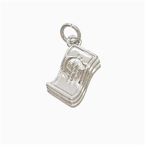 Money Dollar Charms Copper Pendant Platinum Plated, approx 8-12mm [FN52843]