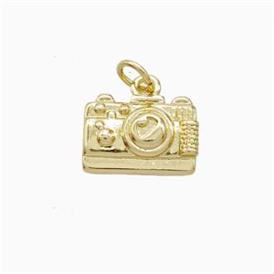 Copper Camera Pendant Gold Plated, approx 9-13mm [FN52859]