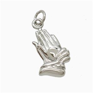 Copper Prayer Hand Pendant Platinum Plated, approx 10-17mm [FN52862]