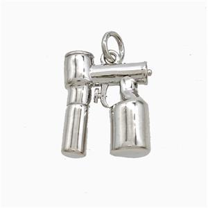 Spray Tanning Device Charms Copper Pendant Platinum Plated, approx 12-15mm [FN52878]