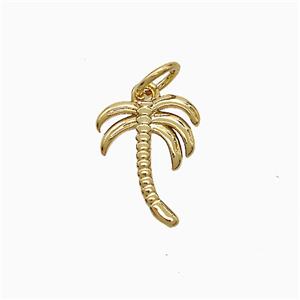 Coconut Tree Charms Copper Palm Pendant Gold Plated, approx 10-13mm [FN52889]