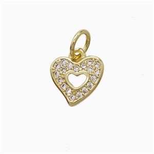 Copper Heart Pendant Pave Zirconia Gold Plated, approx 10mm [FN52891]