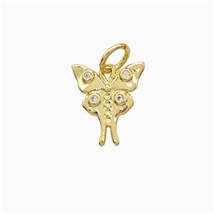 Copper Butterfly Pendant Pave Zirconia Gold Plated, approx 10-11mm [FN52893]