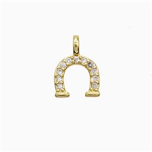 Copper Horseshoe Pendant Pave Zirconia Gold Plated, approx 8.5-12mm [FN52897]
