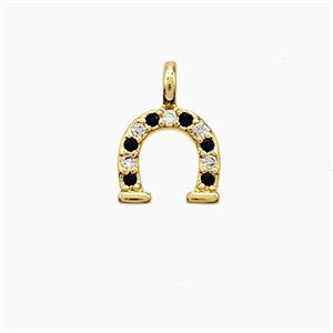 Copper Horseshoe Pendant Pave Zirconia Gold Plated, approx 8.5-12mm [FN52898]