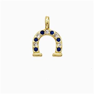 Copper Horseshoe Pendant Pave Zirconia Gold Plated, approx 8.5-12mm [FN52899]