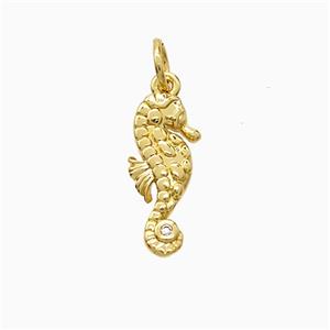 Copper Seahorse Pendant Pave Zirconia Gold Plated, approx 7-15mm [FN52931]