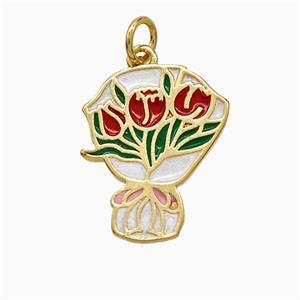 Copper Pendant Pave Zircon, Gold Plated, approx 15-18mm [FN52961]