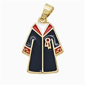 Copper Graduation Clothing Pendant Enamel Gold Plated, approx 17-22mm [FN52966]