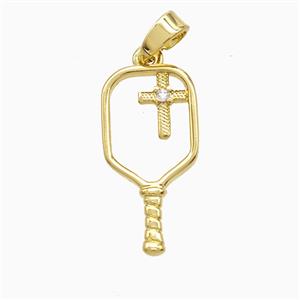 Pickleball Paddle Charms Copper Pendant Cross Sports Gold Plated, approx 10-20mm [FN52971]