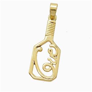 Pickleball Paddle Charms Copper Pendant Sports Gold Plated, approx 10-25mm [FN52972]