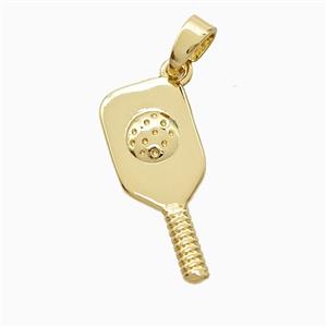 Copper Pickleball Paddle Pendant Sports Gold Plated, approx 9-20mm [FN52976]