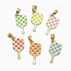 Copper Pickleball Paddle Pendant Enamel Sports Gold Plated Mixed, approx 9-17mm [FN52993]