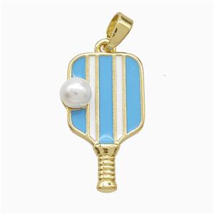 Copper Pickleball Paddle Pendant Pave Resin Enamel Sports Gold Plated, approx 13-22mm [FN52996]