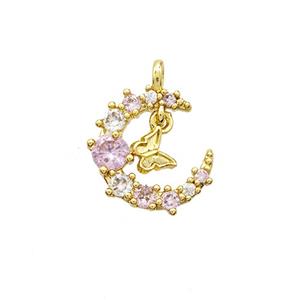 Copper Pendant Pave Zircon, Gold Plated, approx 13mm [FN53004]
