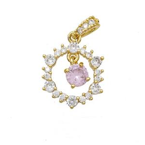 Copper Pendant Pave Zircon, Gold Plated, approx 5mm, 14mm [FN53006]