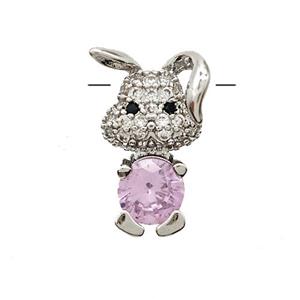 Copper Rabbit Pendant Pave Zirconia Crystal Glass Platinum Plated, approx 7-17mm [FN53009]