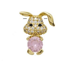Copper Rabbit Pendant Pave Zirconia Crystal Glass Gold Plated, approx 7-17mm [FN53010]