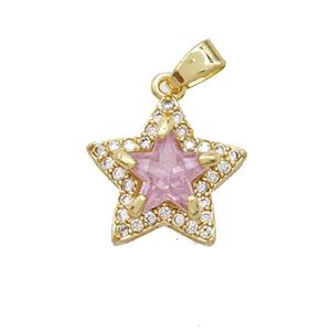 Copper Star Pendant Pave Zirconia Crystal Glass Gold Plated, approx 15mm [FN53017]