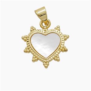 Copper Heart Pendant Pave Shell Gold Plated, approx 16mm [FN53022]
