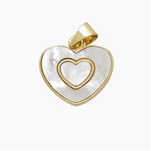 Copper Heart Pendant Pave Shell Gold Plated, approx 12-15mm [FN53025]