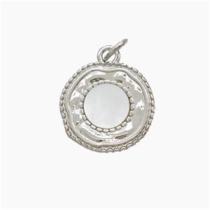 Copper Sun Pendant Pave Shell Platinum Plated, approx 15mm [FN53026]