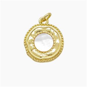Copper Sun Pendant Pave Shell Gold Plated, approx 15mm [FN53027]